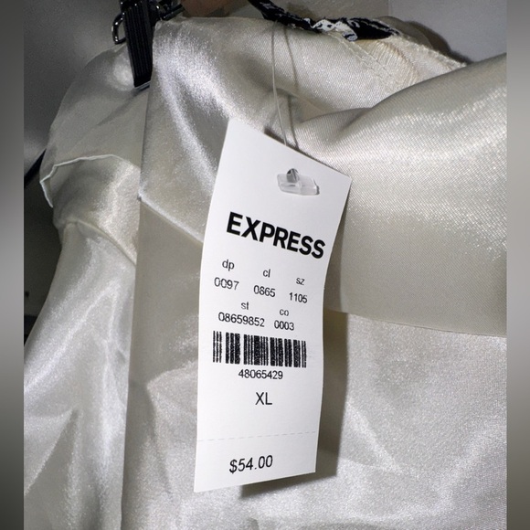 XL Express Ivory Asymmetric One-Shoulder Blouse | Satin Look | NEVER Worn - Picture 3 of 6